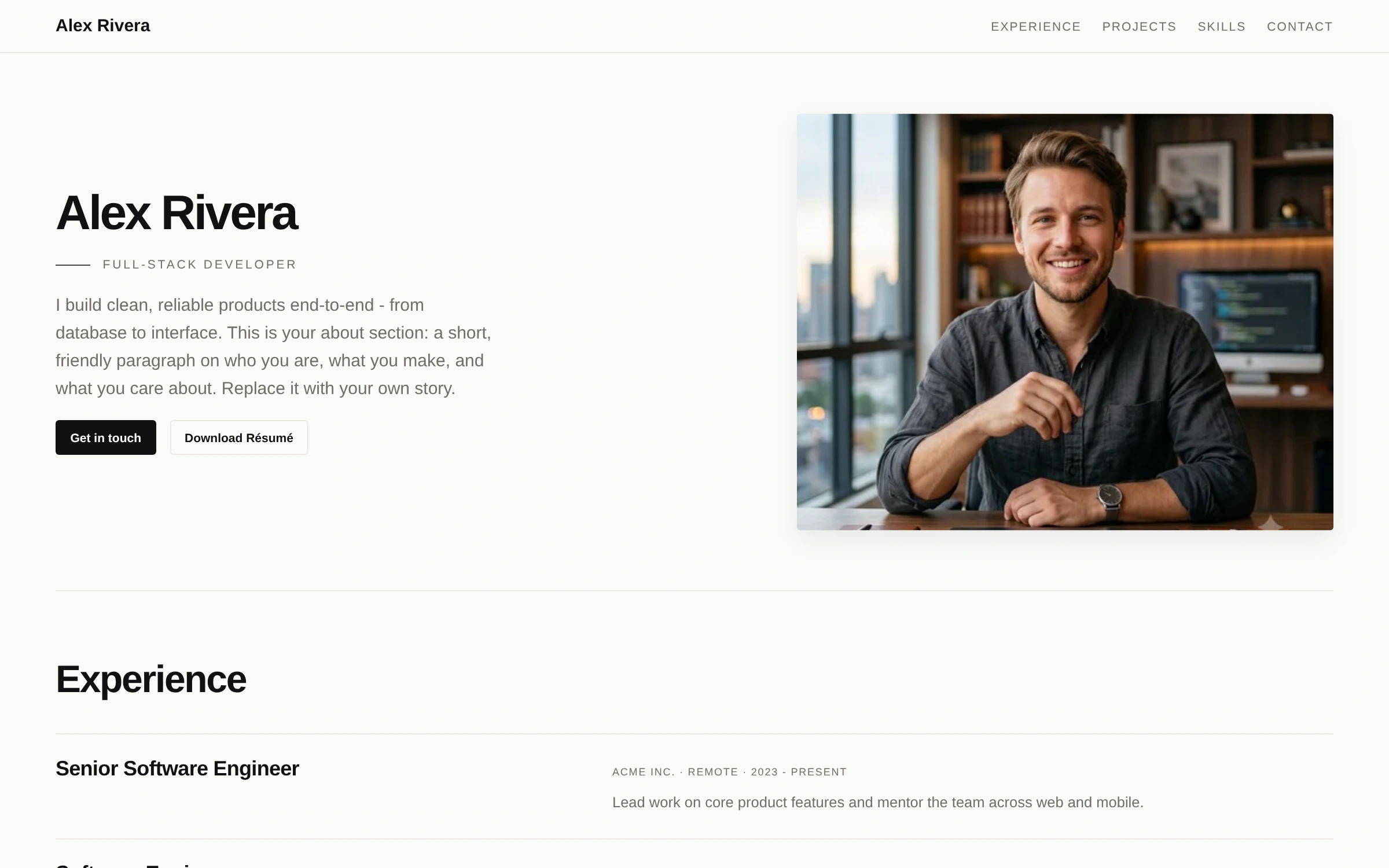The Showcase template